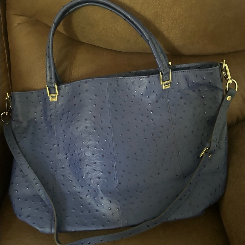 G.I.L.I. X-Large Leather Ostrich Print Bag